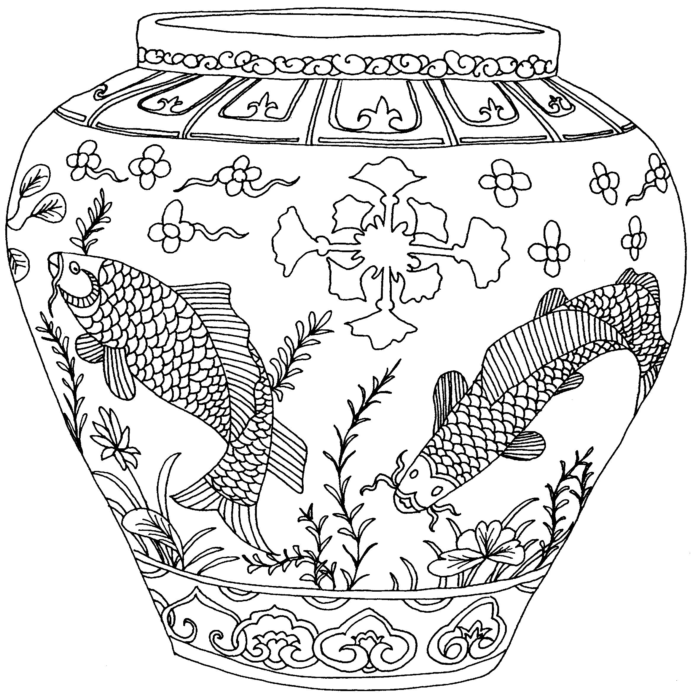 Китайские вазы раскраска